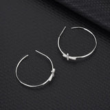 925 Silver Circle Cross Hoop Earrings Women Fine Jewelry
