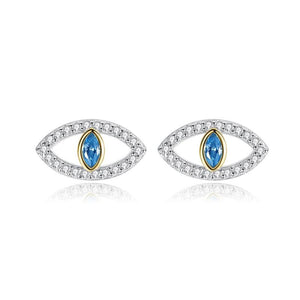 Fatima Evil Eye Earrings 925 Sterling Silver Eye Stud Earrings