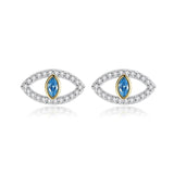 Fatima Evil Eye Earrings 925 Sterling Silver Eye Stud Earrings