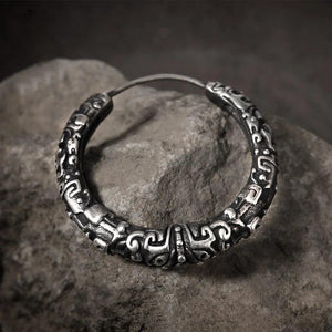 Chinese Style Pure Silver Beast Earrings for Men Retro Ear Buckle