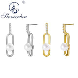925 Sterling Silver Pearl Unusual Drop Earrings For Women Earrings Femme