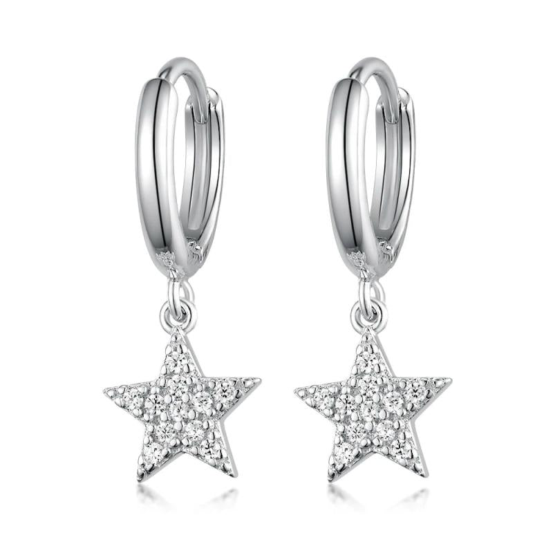 925 Silver Hoop Earring Zircon Pearl Jewelry for Women