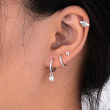 925 Silver Hoop Earring Zircon Pearl Jewelry for Women