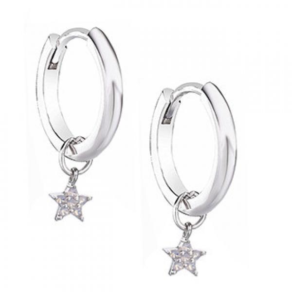 925 Silver Circle Ring Earring DIY Star Moon Pendant Hoop Women Jewelry