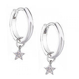 925 Silver Circle Ring Earring DIY Star Moon Pendant Hoop Women Jewelry