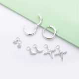 925 Silver Hoop Earrings Star Moon Cross Huggie Jewelry Women