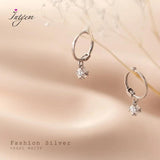 925 Silver Ear Hoop Earrings Zircon Ball Short Buckle Female Jewelry