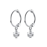 925 Silver Ear Hoop Earrings Zircon Ball Short Buckle Female Jewelry