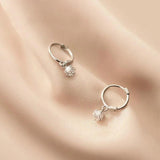 925 Silver Ear Hoop Earrings Zircon Ball Short Buckle Female Jewelry