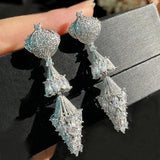 Vintage Lantern Umbrella Earrings with Zircon - Antique Jewelry