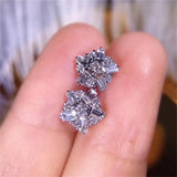 S925 Snowflake Silver Diamond Earrings Women Christmas Party Fine Jewelry