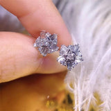 S925 Snowflake Silver Diamond Earrings Women Christmas Party Fine Jewelry