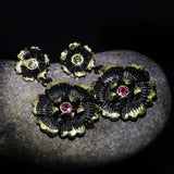 Filled Ruby Earrings for Women Christmas Hiphop Party Fine Jewelry