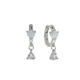 925 Silver Fire Opal CZ Drop Geometric Hoop Earrings