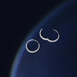 925 Silver Circle Hoop Earrings Sparkling Frosted Women's Jewelry