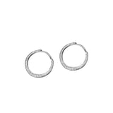 925 Silver Circle Hoop Earrings Sparkling Frosted Women's Jewelry