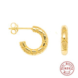925 Silver Circle Hoop Earrings Women C Shape Huggie Punk Fine Jewelry