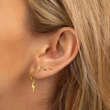 925 Silver Earrings Set Sparkling Zircon Pave Lightning Charm Clip Party Jewelry