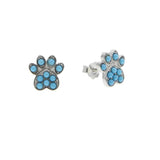 925 Silver Dog Cat Paw Earring Turquoise Stone Lady Girl Party Jewelry