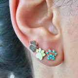 925 Silver Dog Cat Paw Earring Turquoise Stone Lady Girl Party Jewelry