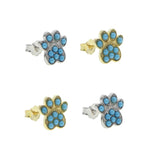 925 Silver Dog Cat Paw Earring Turquoise Stone Lady Girl Party Jewelry