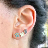 925 Silver Dog Cat Paw Earring Turquoise Stone Lady Girl Party Jewelry