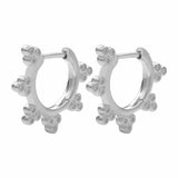 925 Silver Crystal Flower Hoop Earrings Vintage Jewelry Women