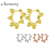 925 Silver Crystal Flower Hoop Earrings Vintage Jewelry Women