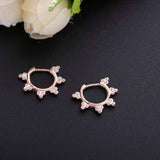 925 Silver Crystal Flower Hoop Earrings Vintage Jewelry Women