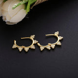 925 Silver Crystal Flower Hoop Earrings Vintage Jewelry Women