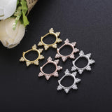 925 Silver Crystal Flower Hoop Earrings Vintage Jewelry Women
