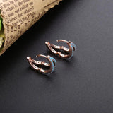 925 Silver CZ Turquoise Moon Hoop Earring Colorful Double Hoop Women Jewelry