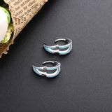 925 Silver CZ Turquoise Moon Hoop Earring Colorful Double Hoop Women Jewelry