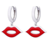 925 Silver Lips Drop Earing Women Party Gift Angel Kiss Hoop Jewelry