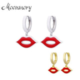 925 Silver Lips Drop Earing Women Party Gift Angel Kiss Hoop Jewelry