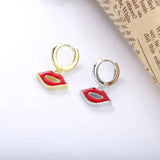 925 Silver Lips Drop Earing Women Party Gift Angel Kiss Hoop Jewelry