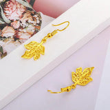 18K Leaf Shape Tassel Earrings Wedding Birthday, Not Fade Fine Jewelry Gift