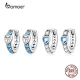 925 Sterling Silver Love Ear Buckles for Women Zirconia Earrings