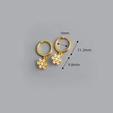 925 Silver Snowflake Earrings Hoop Charm Jewelry Circle Huggie Earring for Girls