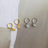925 Silver Snowflake Earrings Hoop Charm Jewelry Circle Huggie Earring for Girls