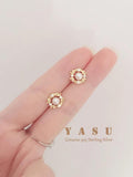 Yasu 925 Silver Vintage Natural Pearl Stud Earrings Noble Wedding Jewelry