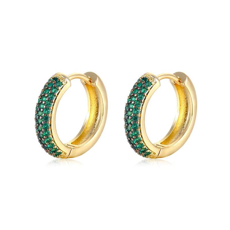 Zircon Inlaid Hoop Earrings Colorful Ear Jewelry for Women