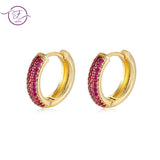 Zircon Inlaid Hoop Earrings Colorful Ear Jewelry for Women