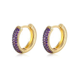 Zircon Inlaid Hoop Earrings Colorful Ear Jewelry for Women