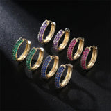 Zircon Inlaid Hoop Earrings Colorful Ear Jewelry for Women