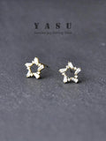 Yasu 925 Silver Zirconia Pentastar Stud Earrings Women Wedding Jewelry