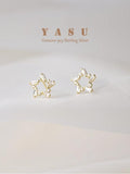 Yasu 925 Silver Zirconia Pentastar Stud Earrings Women Wedding Jewelry