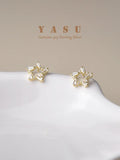 Yasu 925 Silver Zirconia Pentastar Stud Earrings Women Wedding Jewelry