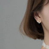 Real 925 Sterling Silver Earrings Butterfly Flowers Pearl CZ Crystal Women