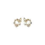 Real 925 Sterling Silver Earrings Butterfly Flowers Pearl CZ Crystal Women